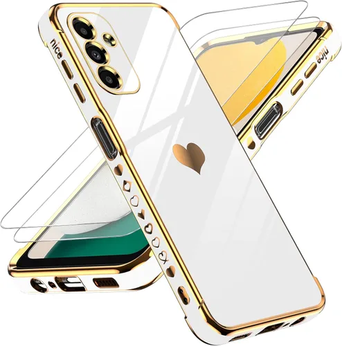 Miniatura 25 de LeYi for Moto G 5G 2025 Case: with Tempered Glass Screen Protector [2 Pcs]+ Full Camera Lens Protection,Love Heart Plating Cute Luxury Soft TPU
