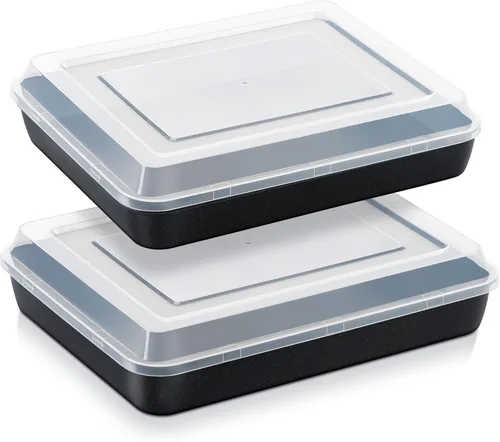 Miniatura 8 de E-far Bandeja para hornear con tapa, 9.4 x 7.3 x 2 pulgadas, antiadherente, rectangular, de acero inoxidable, para horno tostador, utensilios