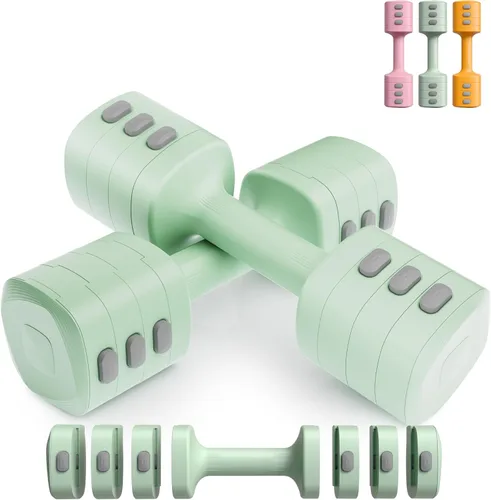 Miniatura 13 de Juego de mancuernas ajustables 2 en 1 para mujer, 4 niveles (2.2 libras a 12.1 libras), pesas de gimnasio en casa para mujeres en casa, mancuernas