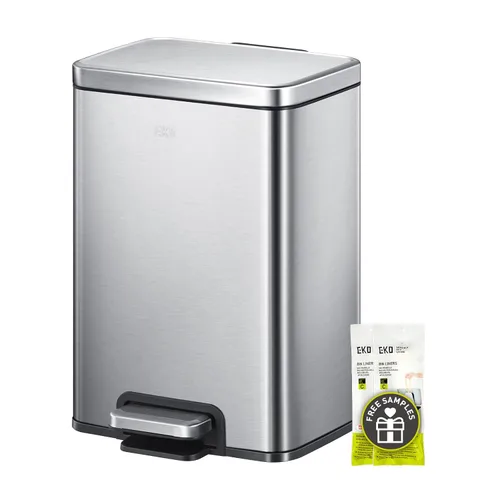 EKO Madison - Basurero de acero inoxidable cepillado de 3.2 galones/12 litros para baño, cubo de basura o cubo de reciclaje, forro interior