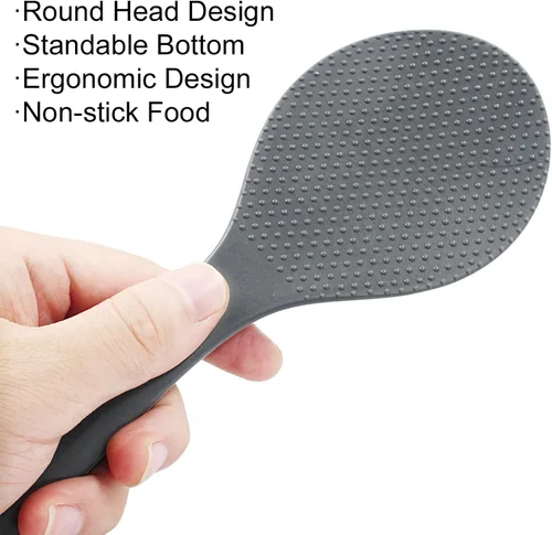 Miniatura 4 de Hitefu Cuchara de arroz antiadherente, cuchara de arroz de pie de silicona, espátula profesional para servidor de papas resistente al calor