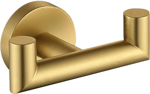 Ganchos para toallas para baños, gancho de toallas de oro cepillado para cocina y baño, gancho de acero inoxidable SUS304, ganchos dobles