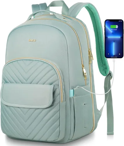 Miniatura 13 de Mochila para laptop para mujer, elegante mochila de trabajo para viajes, mochila de computadora de gran capacidad para 15.6 pulgadas, mochila Negro