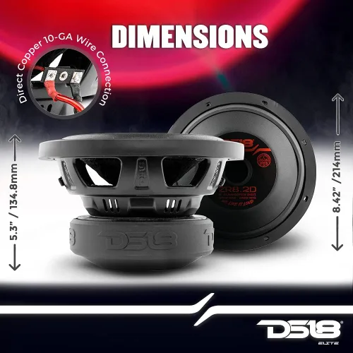 Miniatura 3 de DS18 ZR8.2D Elite-Z - Subwoofer de audio para automóvil de 8 pulgadas, 1000 W, bobina de voz doble, DVC de 2 ohmios, 2+2 OHMS (1 altavoz)