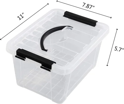 Miniatura 2 de Jekiyo Contenedor de almacenamiento de plástico de 6 cuartos de galón, contenedor de caja con cierre con tapa, juego de 2