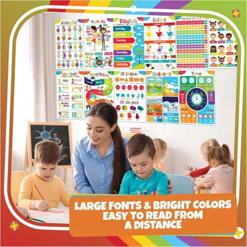 Miniatura 6 de Sproutbrite Carteles educativos para niños pequeños, carteles de aula, decoración de sala de juegos, decoración de aula de guardería, artículos