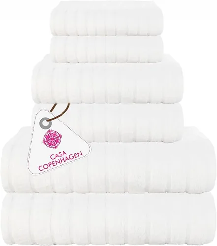 Miniatura 9 de CASA COPENHAGEN Solitaire 6Pcs 100% Egyptian Cotton Large Designer Towels Gift Set- Dusty Blue, 600GSM, 2Bath 2Hand 2Washcloths, Bath Towels for
