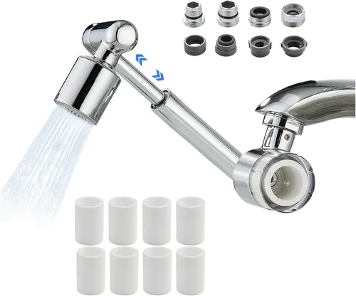 YYKBZ 1440° Extensión de Filtro de Agua Giratoria para Lavabo Aireador, 2 Modos Giratorios para Lavado de Cara y Ojos en Baño/Cocina, Extensión de