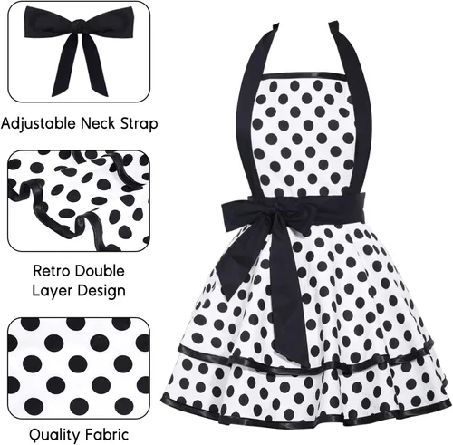 RosieLily Retro Aprons for Women Vintage Apron Kitchen Apron for Cooking Baking BBQ Grilling Sexy Mothers Day Gifts Cute