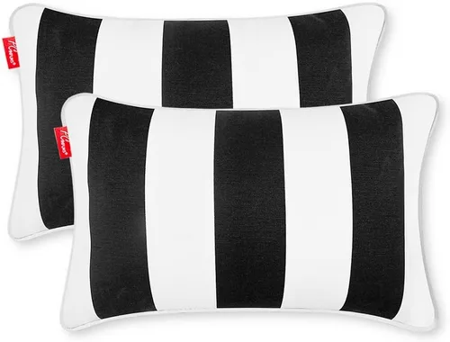 Paquete de 2 almohadas lumbares para exteriores, 20 x 12 pulgadas, resistentes al agua, para todo tipo de clima, con relleno, almohadas decorativas