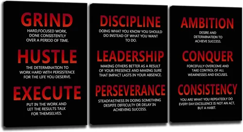 Miniatura 18 de Arte de Pared Motivacional 40 Razones para Entrenar 3 Piezas Pintura Impresión en Lienzo Decoración de Oficina Póster Mentalidad Millonaria