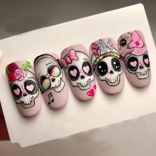 Miniatura 26 de Uñas postizas a presión de Halloween, uñas postizas cuadradas cortas con diseños de gato negro, acabado degradado brillante, cobertura completa