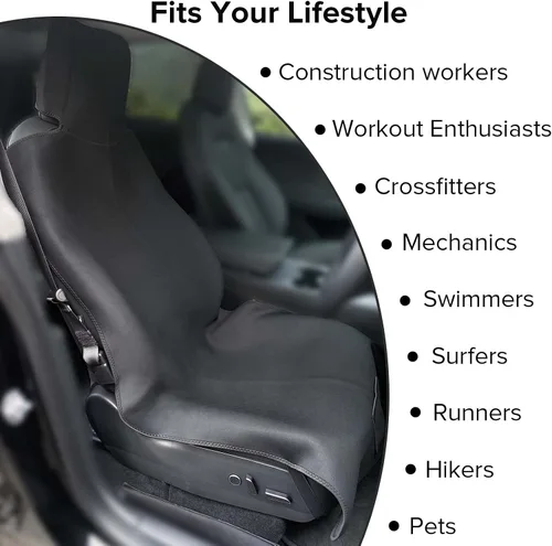 Miniatura 3 de Fundas de asiento para Tesla Model Y, protector de asiento delantero de automóvil de neopreno impermeable ampliado mejorado para Tesla Model 3 S X