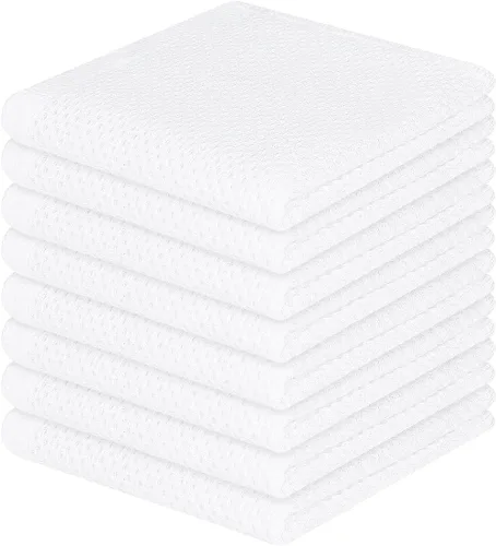 Miniatura 50 de Homaxy Paños de cocina de 100% algodón con tejido de gofre, ultra suaves, absorbentes, de secado rápido, 12 x 12 pulgadas, paquete de 6, amarillo