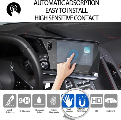 Miniatura 4 de Protector de pantalla GPS compatible con Chevrolet Corvette C8 2020-2025, protector de pantalla de navegación, pantalla táctil central, película