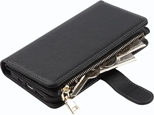 Miniatura 4 de Funda Cartera para iPhone 13/14 con Tarjetero, Funda Cruzada con Correa para el Hombro, Bolsillo con Cremallera Cartera de Cuero PU para iPhone 13