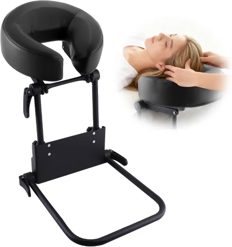TOROKOM Soporte ajustable para reposacabezas y almohada facial (color negro)