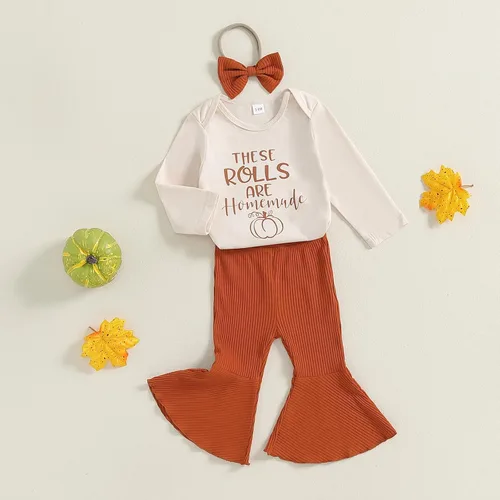 Miniatura 96 de Kuriozud Conjunto de mameluco con volantes para bebé recién nacida, con volantes, lindo conjunto de pantalones acampanados con diadema