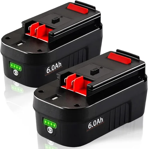 TenHutt Batería de litio de iones de litio de 6.0 Ah, no Ni-Mh, 2 paquetes de 18 V para batería Black and Decker de 18 V, 6.0 Ah HPB18 HPB18-OPE