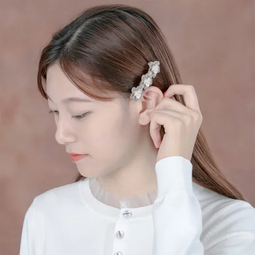Miniatura 3 de Pinza para el pelo de perlas para mujeres y niñas, pasador de pelo de perla con flor de perla artificial, accesorios decorativos para el peinado