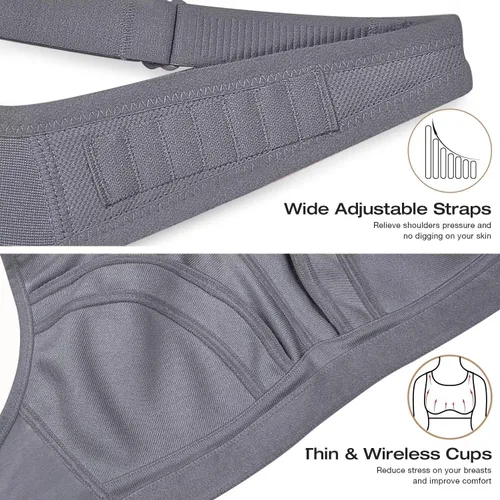 Miniatura 6 de Wingslove Sujetadores Deportivos para Mujer de Alto Impacto Ajustables Inalámbricos Talla Grande Sujetador Deportivo de Figura Completa para Busto