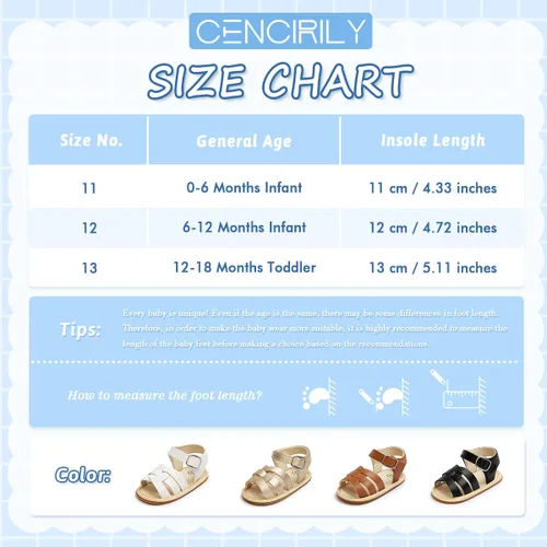 Miniatura 6 de CENCIRILY Sandalias de verano para bebés, niñas y niños, con lazo y suela de goma suave, zapatos planos para caminar