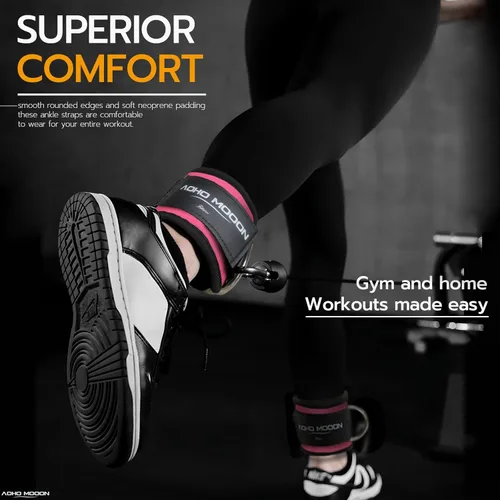 Miniatura 31 de AOHO MOOON Correas de tobillo ajustables y cómodas para máquinas de cable para mujeres, correa de pierna para gimnasio, tobillera para glúteos, Azul