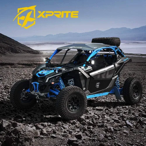 Miniatura 6 de Xprite Espejos retrovisores laterales de UTV de aluminio compatibles con todas las jaulas de barra antivuelco de 1.6-2 pulgadas, espejos azules