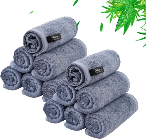 Miniatura 13 de Paquete de 12 paños de lavado, toallas faciales súper suaves y agradables a la piel para pieles sensibles, paños pequeños de 10 x 10 pulgadas, paños