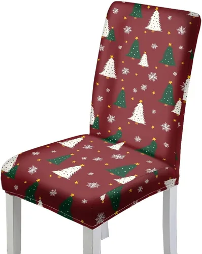 Miniatura 14 de HUGS IDEA Christmas Lights Seat Covers for Dining Room Chairs Set of 6 Xmas Stretch Chair Slipcovers Protector Removable and Washable Kitchen Dining