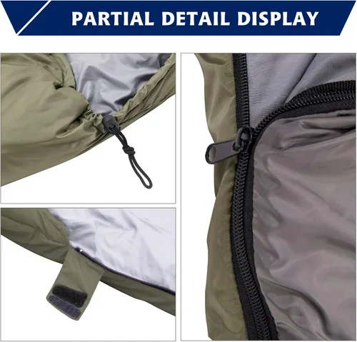 Miniatura 4 de Saco de dormir para adultos y niños, impermeable y ligero, saco de dormir con capucha de 3 estaciones para acampar, senderismo, viajes al aire libre