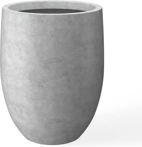Kante Maceta alta de hormigón natural de 21.7 pulgadas de alto, maceta decorativa grande para interiores y exteriores con orificio de drenaje y