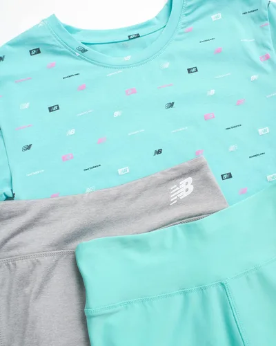Miniatura 3 de New Balance Conjunto de leggings activos para niñas, conjunto de camiseta y leggings de 3 piezas