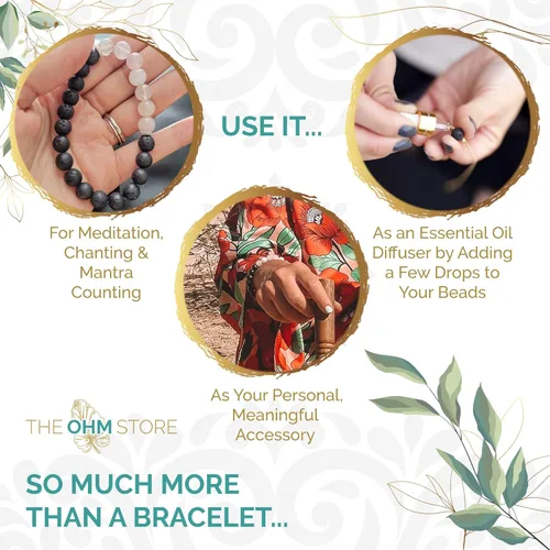 Miniatura 4 de Juego de cuenco tibetano con piedra de lava y pulsera de cuarzo rosa Mala, hecho a mano en Nepal para curación de chakras, meditación, ajuste