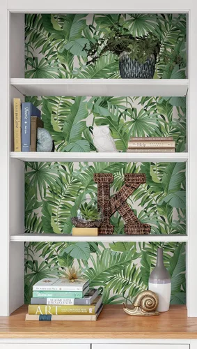 Miniatura 5 de NuWallpaper Maui - Papel tapiz autoadhesivo para pared, papel de contacto extraíble de hojas tropicales verdes para paredes, revestimiento de pared