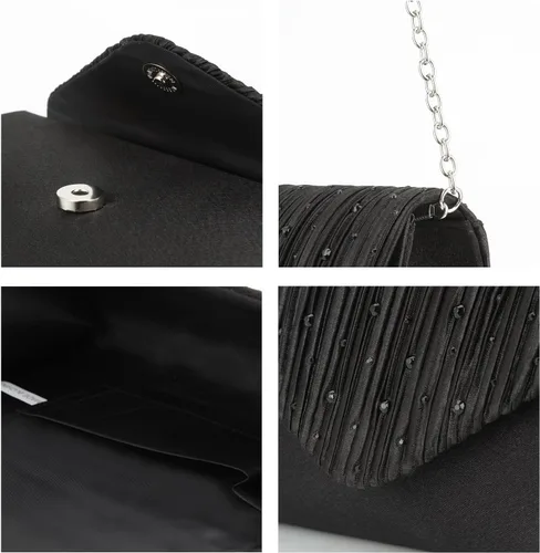 Miniatura 4 de Evevictor Bolsos de mano para mujer, bolso de mano formal de noche, sobre de hombro, bolso de fiesta para boda, cóctel, baile de graduación, Negro