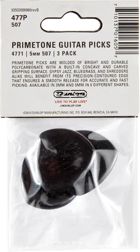 Miniatura 5 de Dunlop 477P507 - Púas para guitarra Primetone de 5.0mm de punta larga, paquete de 3