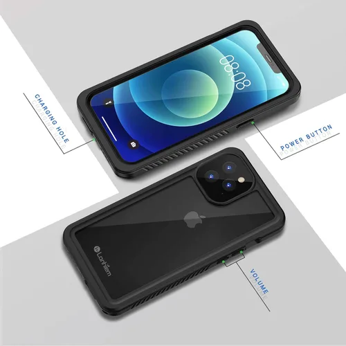 Miniatura 6 de Lanhiem Funda para iPhone 12 Pro, funda impermeable IP68 a prueba de polvo con protector de pantalla integrado (no para iPhone 12), funda protectora