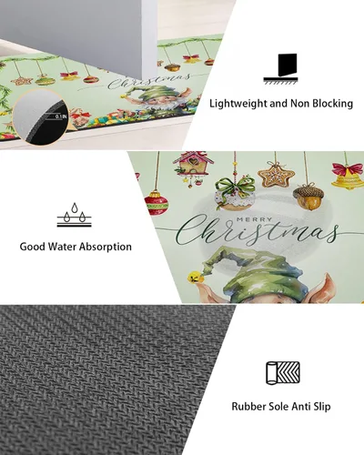 Miniatura 2 de Tapete de baño de gnomos de Navidad para bañera, antideslizante, de secado rápido y absorbente, tierra de diatomeas, fregadero, dormitorio, cocina