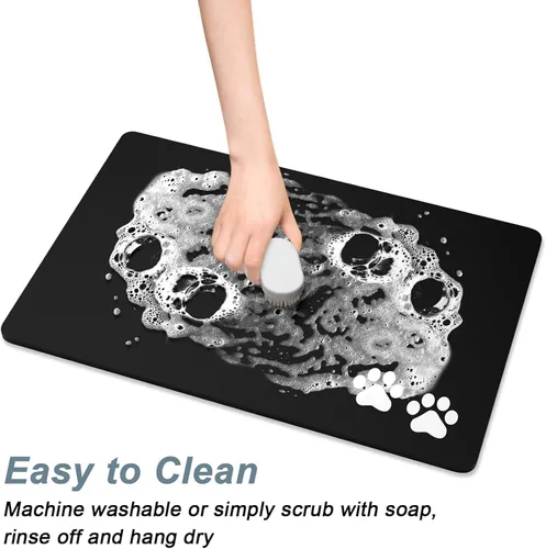 Miniatura 5 de Rnivvi Tapete de comida para perros, base de 16" x 24" pulgadas, tapete absorbente para tazones de perros y gatos para comida y agua, bonita