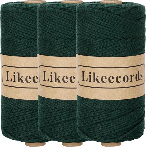 Miniatura 68 de Likeecords Cuerda de algodón 100% hilo de ganchillo de 0.079 pulgadas, cuerda trenzada de macramé, cuerda de macramé, hilo de ganchillo para regalo