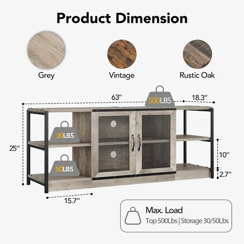 Miniatura 2 de IDEALHOUSE - Soporte para TV de estilo granja para televisores de 65/75 pulgadas, centro de entretenimiento con gabinete de almacenamiento, consola
