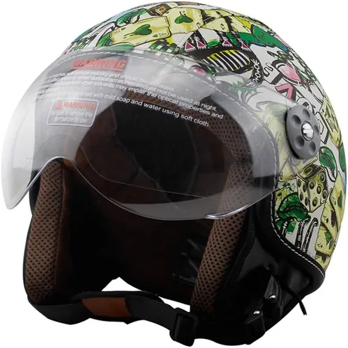 casco medio vintage de piel para motocicleta, casco para ciclistas, patrulleros, usar scooter y hacer turismo