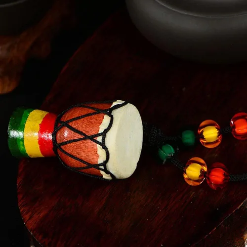Miniatura 4 de 10 collares de instrumentos de madera clásicos de tambor Djembe mini colgante africano tambor bongos percusión joyería collar tambores para adultos