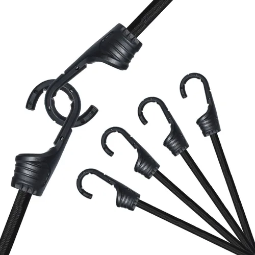 Miniatura 7 de Cuerdas elásticas de 12 pulgadas con ganchos, correas elásticas negras para camping, bicicleta, vagón plegable, maletero, etc.