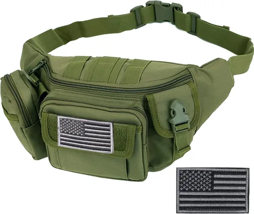 Miniatura 10 de Riñoneras tácticas, bolsa militar para la cintura, bolsas de cinturón de cadera para senderismo, escalada, pesca, ciclismo, caza con parche