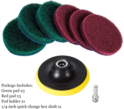Miniatura 2 de Kichwit Cepillo de Taladro de 4 Pulgadas para Fregar Azulejos con Almohadillas de Fregado Kit de Limpieza, Incluye Accesorio, Herramienta