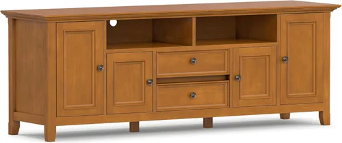 Miniatura 24 de SIMPLIHOME Amherst - Soporte de TV de transición de madera maciza de 72 pulgadas de ancho, estilo rústico marrón envejecido, para televisores