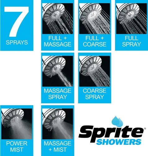Miniatura 7 de Sprite Showers Pure - Cabezal de ducha filtrado de 7 ajustes de 1.75 GPM en níquel cepillado (AE7E-BN-R)