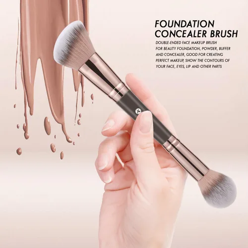 Miniatura 4 de KINGMAS Brochas de maquillaje de doble punta y brocha de base plana